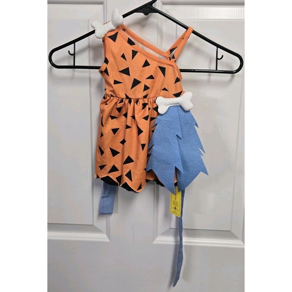 SHEIN Baby Girls Pebbles Flintstone Caveman Halloween Costume 3-6 Months Orange